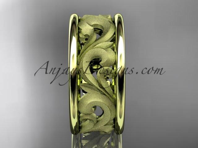 14kt yellow gold leaf and vine wedding ring, engagement ring, wedding band ADLR121 - AnjaysDesigns