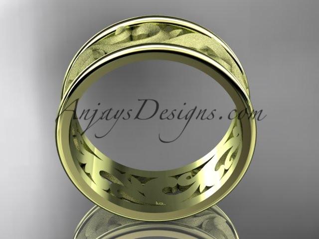 14kt yellow gold leaf and vine wedding ring, engagement ring, wedding band ADLR121 - AnjaysDesigns