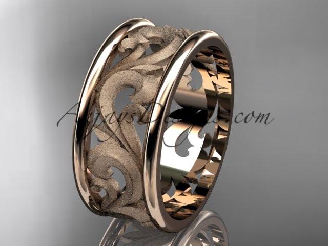 14kt rose gold leaf engagement ring, wedding band ADLR121G - AnjaysDesigns