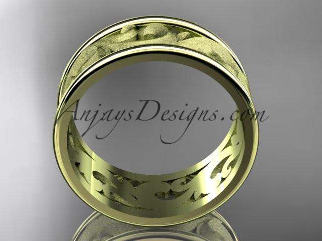 14kt yellow gold leaf engagement ring, wedding band ADLR121G - AnjaysDesigns