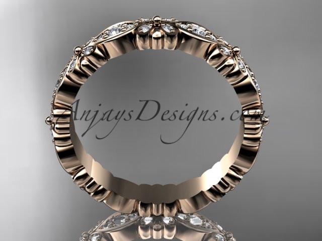 14kt rose gold floral diamond wedding ring, engagement ring, wedding band ADLR122 - AnjaysDesigns