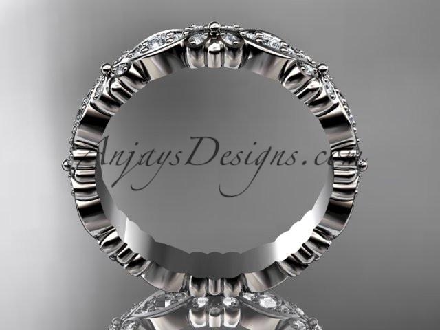 Platinum floral diamond wedding ring, engagement ring, wedding band ADLR122 - AnjaysDesigns