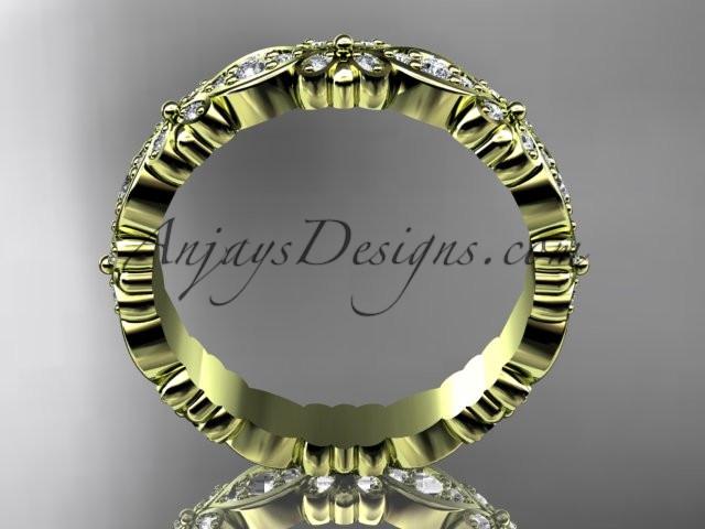 14kt yellow gold floral diamond wedding ring, engagement ring, wedding band ADLR122 - AnjaysDesigns