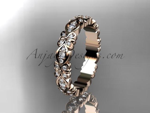 14kt rose gold floral diamond wedding ring, engagement ring, wedding band ADLR122 - AnjaysDesigns
