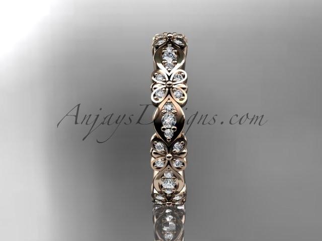 14kt rose gold floral diamond wedding ring, engagement ring, wedding band ADLR122 - AnjaysDesigns