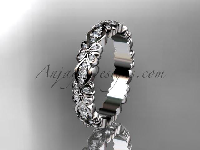 Platinum floral diamond wedding ring, engagement ring, wedding band ADLR122 - AnjaysDesigns