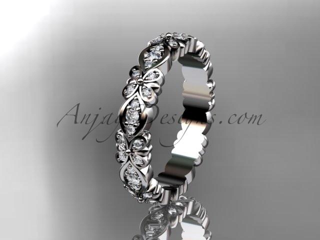 14kt white gold floral diamond wedding ring, engagement ring, wedding band ADLR122 - AnjaysDesigns