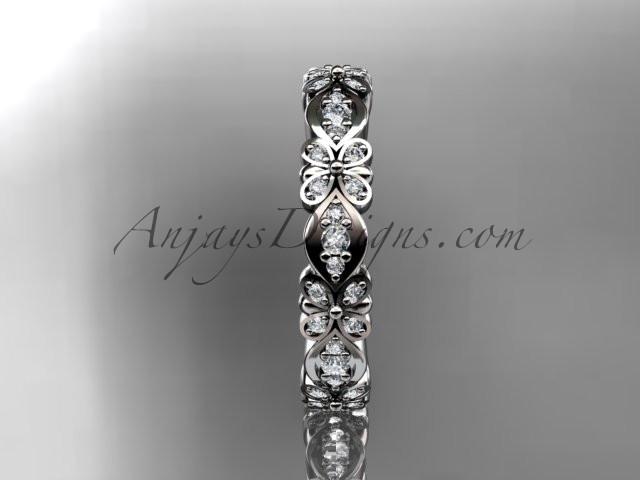 Platinum floral diamond wedding ring, engagement ring, wedding band ADLR122 - AnjaysDesigns