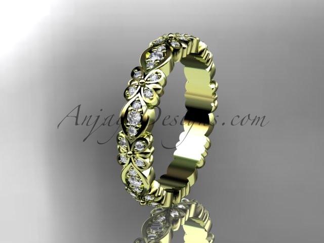 14kt yellow gold floral diamond wedding ring, engagement ring, wedding band ADLR122 - AnjaysDesigns
