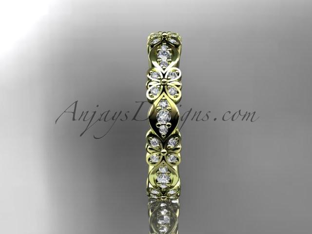 14kt yellow gold floral diamond wedding ring, engagement ring, wedding band ADLR122 - AnjaysDesigns