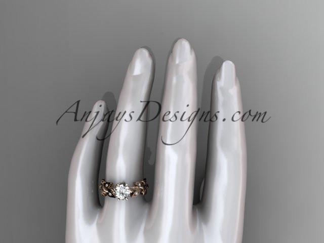 14kt rose gold diamond leaf and vine engagement ring ADLR124 - AnjaysDesigns