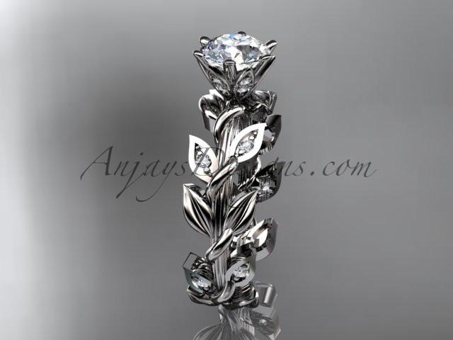 platinum diamond leaf and vine engagement ring ADLR124 - AnjaysDesigns