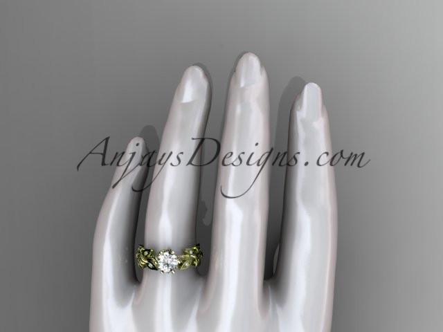 14kt yellow gold diamond leaf and vine engagement ring ADLR124 - AnjaysDesigns