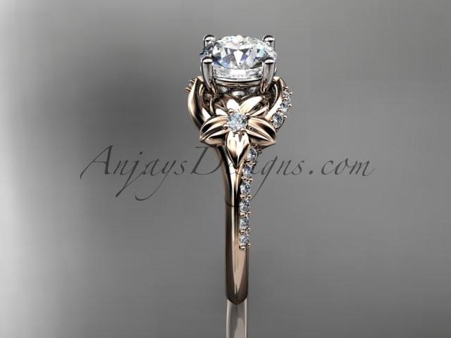 14kt rose gold diamond floral wedding ring, engagement ring ADLR125 - AnjaysDesigns