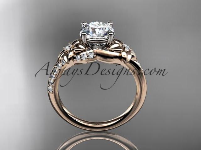 14kt rose gold diamond floral wedding ring, engagement ring ADLR125 - AnjaysDesigns