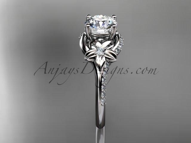 platinum diamond floral wedding ring, engagement ring ADLR125 - AnjaysDesigns