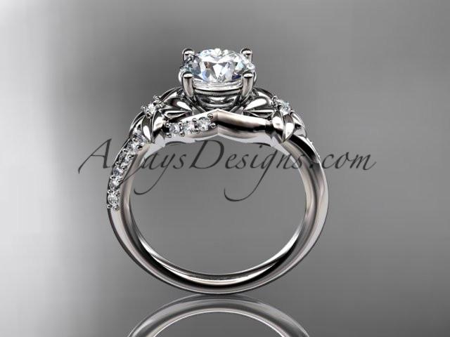 platinum diamond floral wedding ring, engagement ring ADLR125 - AnjaysDesigns