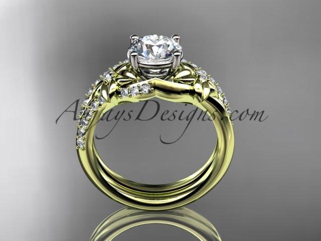 14kt yellow gold diamond floral wedding set, engagement set ADLR125S - AnjaysDesigns