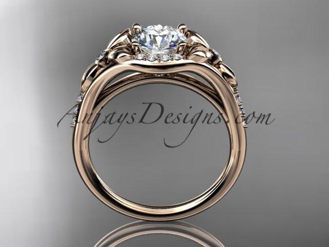 14kt rose gold diamond floral wedding ring, engagement ring ADLR126 - AnjaysDesigns