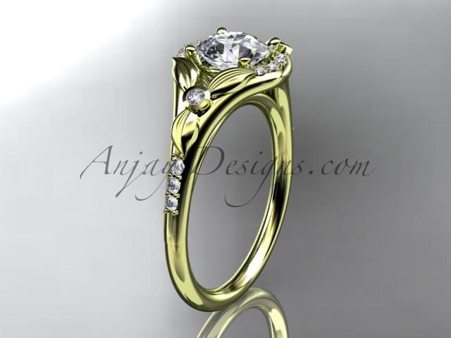 14kt yellow gold diamond floral wedding ring, engagement ring ADLR126 - AnjaysDesigns