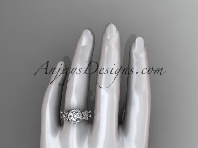 14kt white gold diamond leaf and vine wedding ring, engagement ring ADLR127 - AnjaysDesigns