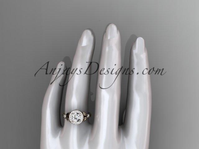 14kt rose gold diamond floral wedding ring, engagement ring ADLR129 - AnjaysDesigns