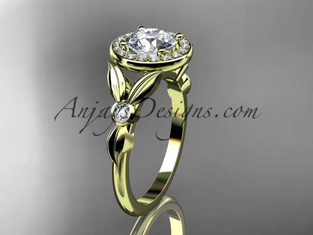14kt yellow gold diamond floral wedding ring, engagement ring ADLR129 - AnjaysDesigns