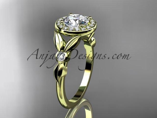 14kt yellow gold diamond floral wedding ring, engagement ring ADLR129 - AnjaysDesigns