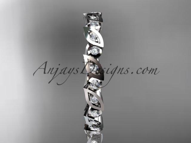 platinum diamond leaf and vine wedding band,engagement ring ADLR12B - AnjaysDesigns