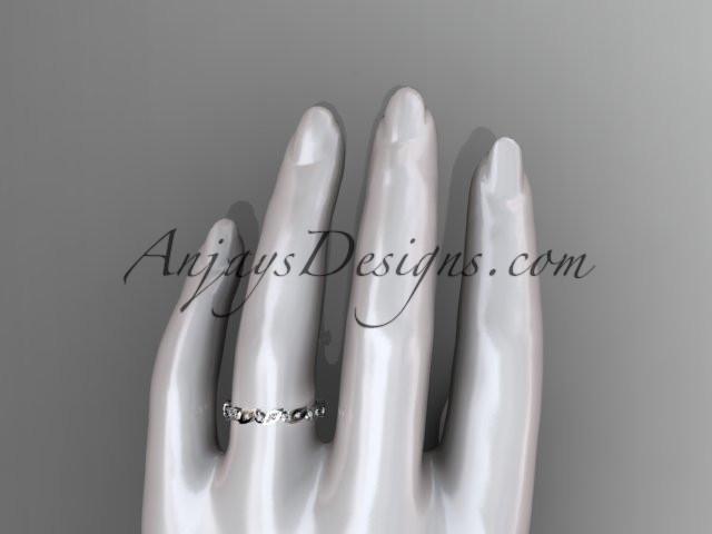 14k white gold diamond leaf and vine wedding band,engagement ring ADLR12B - AnjaysDesigns