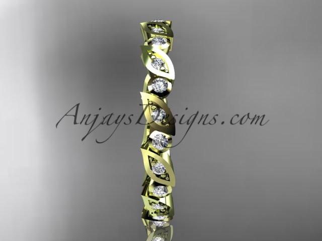 14k yellow gold diamond leaf and vine wedding band,engagement ring ADLR12B - AnjaysDesigns