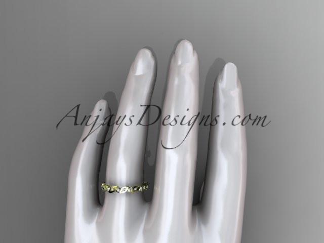 14k yellow gold diamond leaf and vine wedding band,engagement ring ADLR12B - AnjaysDesigns