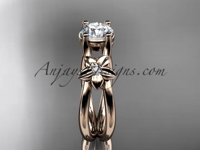 14kt rose gold diamond floral wedding ring, engagement ring ADLR130 - AnjaysDesigns