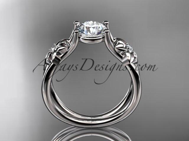 14kt white gold diamond floral wedding ring, engagement ring ADLR130 - AnjaysDesigns