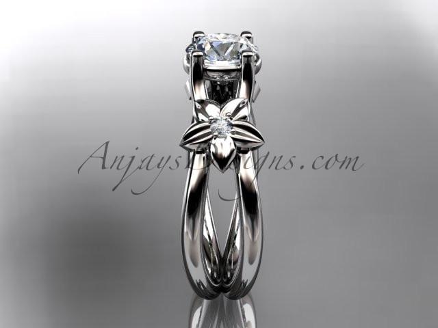14kt white gold diamond floral wedding ring, engagement ring ADLR130 - AnjaysDesigns