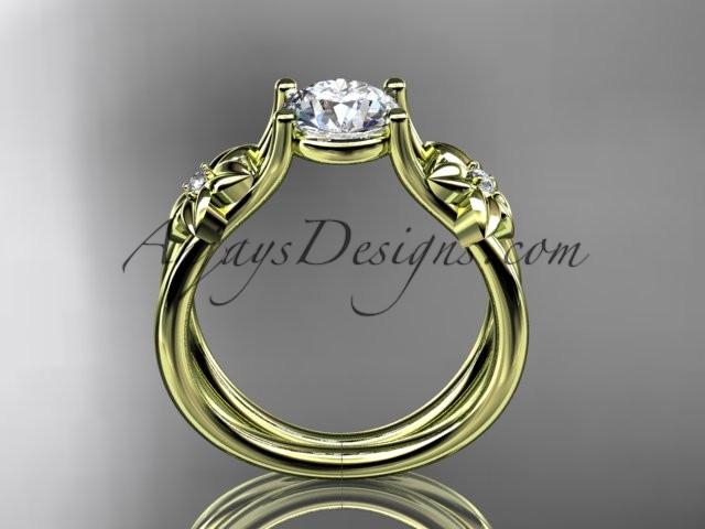 14kt yellow gold diamond floral wedding ring, engagement ring ADLR130 - AnjaysDesigns