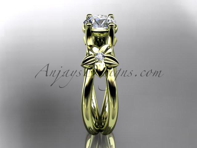 14kt yellow gold diamond floral wedding ring, engagement ring ADLR130 - AnjaysDesigns