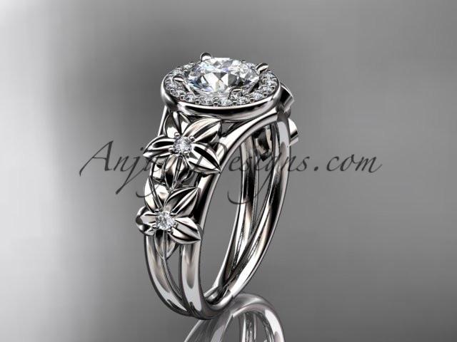 platinum diamond floral wedding ring, engagement ring ADLR131 - AnjaysDesigns