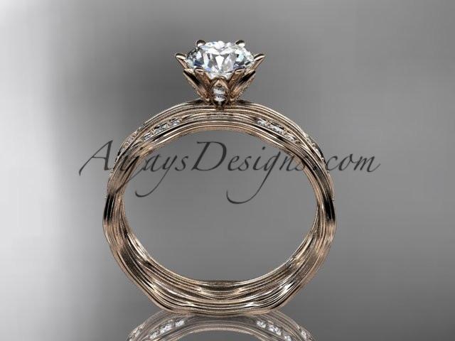 14k rose gold diamond leaf and vine wedding ring, engagement ring, engagement set ADLR132S - AnjaysDesigns, Engagement Sets - Jewelry, Anjays Designs - AnjaysDesigns, AnjaysDesigns - AnjaysDesigns.co, 