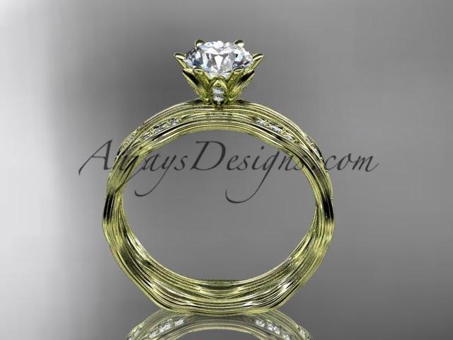 14kt yellow gold diamond wedding ring, engagement ring, engagement set with a "Forever One" Moissanite center stone ADLR132S - AnjaysDesigns