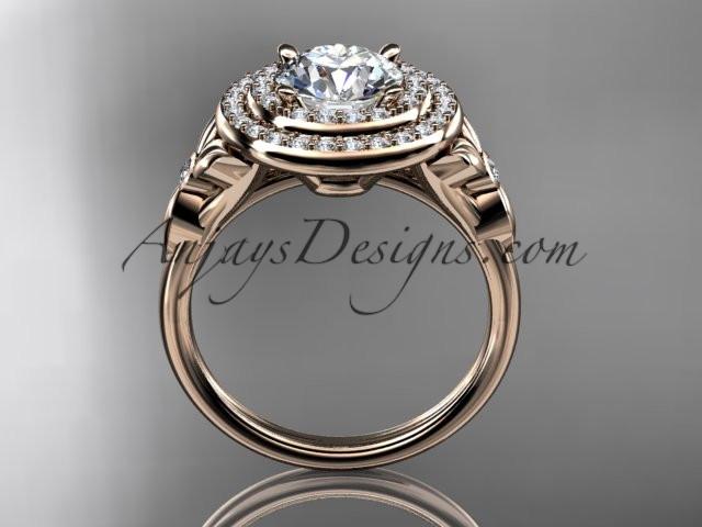 14kt rose gold diamond floral wedding ring, engagement ring ADLR133 - AnjaysDesigns