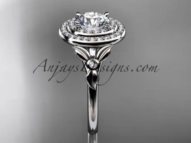 platinum diamond floral wedding ring, engagement ring ADLR133 - AnjaysDesigns