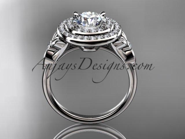 platinum diamond floral wedding ring, engagement ring ADLR133 - AnjaysDesigns