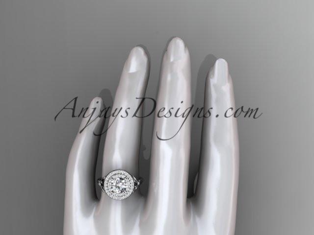 platinum diamond floral wedding ring, engagement ring ADLR133 - AnjaysDesigns