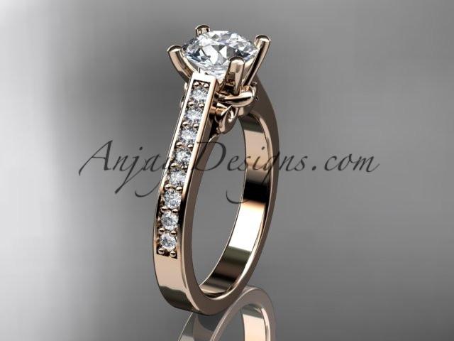14kt rose gold diamond unique engagement ring, wedding ring ADER134 - AnjaysDesigns