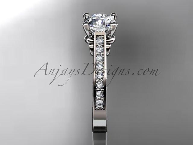 14kt white gold diamond unique engagement ring, wedding ring ADER134 - AnjaysDesigns