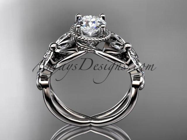 Platinum diamond floral, butterfly wedding ring, engagement ring, wedding band ADLR136 - AnjaysDesigns