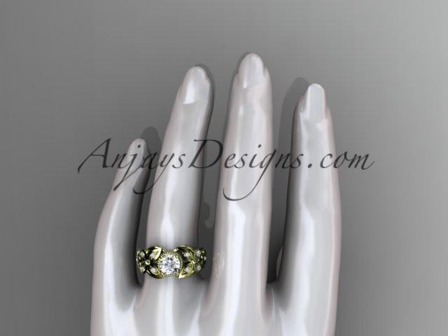 14kt yellow gold diamond floral, butterfly wedding ring, engagement ring, wedding band ADLR136 - AnjaysDesigns