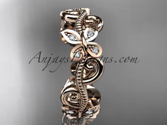 14kt rose gold diamond floral butterfly wedding ring, engagement ring, wedding band ADLR138 - AnjaysDesigns