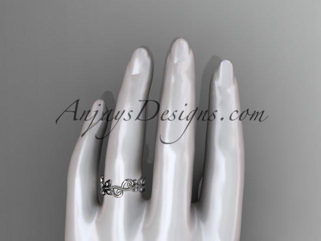 platinum diamond floral butterfly wedding ring, engagement ring, wedding band ADLR138 - AnjaysDesigns